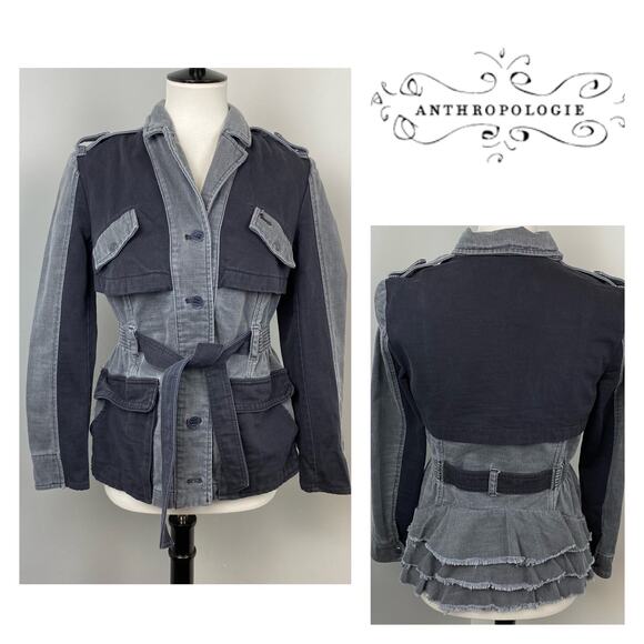 Anthropologie Hei Hei Ruffle Anorak Colorblock Ruffle Back Jacket XSP Steampunk - Picture 1 of 12